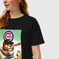 Футболка оверсайз женская Lion - batter Chicago cubs, цвет: черный — фото 2