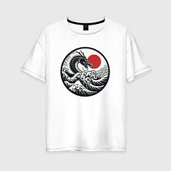 Женская футболка оверсайз Дракон в японском ретро стиле