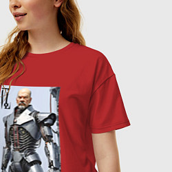 Футболка оверсайз женская Vladimir Lenin - cyberpunk fantasy, цвет: красный — фото 2