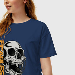 Футболка оверсайз женская Череп с клыками, цвет: тёмно-синий — фото 2