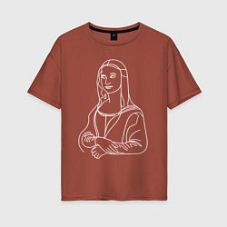 Женская футболка оверсайз Мона Лиза минимализм