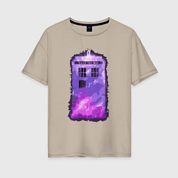 Футболка оверсайз женская Violet tardis, цвет: миндальный