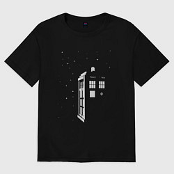 Футболка оверсайз женская Тардис в звёздах, цвет: черный