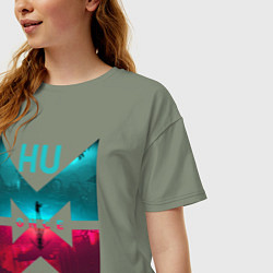 Футболка оверсайз женская Once human logotype, цвет: авокадо — фото 2