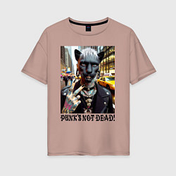 Женская футболка оверсайз Girl panther im New York - punks not dead