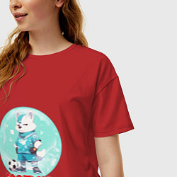 Футболка оверсайз женская Забавный гордый футболист, цвет: красный — фото 2