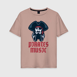 Женская футболка оверсайз Пиратская музыка