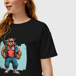 Футболка оверсайз женская Медведь на стиле, цвет: черный — фото 2