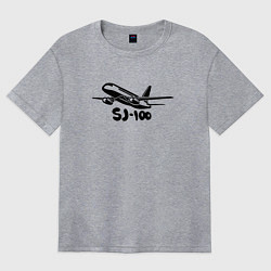 Футболка оверсайз женская Сухой Суперджет 100 черный с надписью, цвет: меланж