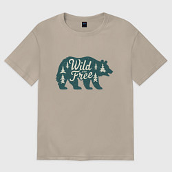 Футболка оверсайз женская Силуэт медведя, цвет: миндальный