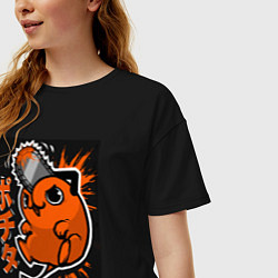 Футболка оверсайз женская Человек-бензопила Почита, цвет: черный — фото 2