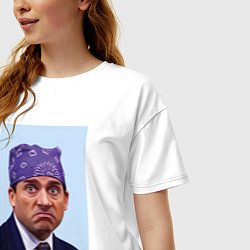 Футболка оверсайз женская Michael Scott - Prison mike the office meme, цвет: белый — фото 2