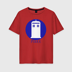 Футболка оверсайз женская Tardis police, цвет: красный