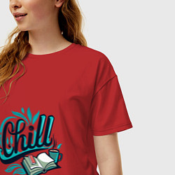 Футболка оверсайз женская Отдых и книги, цвет: красный — фото 2