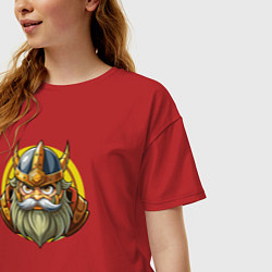 Футболка оверсайз женская Голова война в шлеме, цвет: красный — фото 2