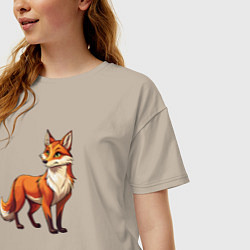 Футболка оверсайз женская Внимательная лиса, цвет: миндальный — фото 2