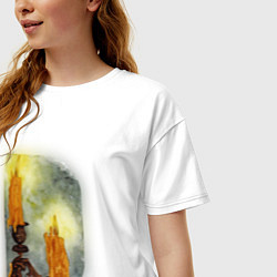 Футболка оверсайз женская Две свечи на подсвечнике, цвет: белый — фото 2