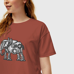 Футболка оверсайз женская Механический слон, цвет: кирпичный — фото 2