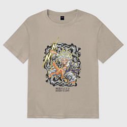 Футболка оверсайз женская One piece молния Moncey D Luffy, цвет: миндальный