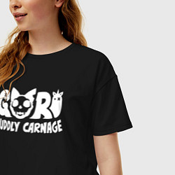 Футболка оверсайз женская Goro cuddly carnage logotype, цвет: черный — фото 2