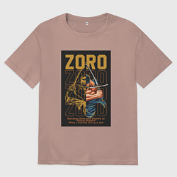Футболка оверсайз женская One piece Зоро Pirate Hunter, цвет: пыльно-розовый