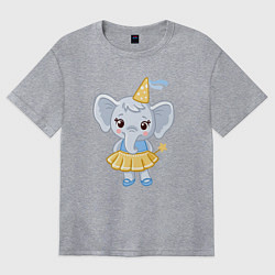 Футболка оверсайз женская Слоник фея, цвет: меланж