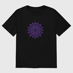 Футболка оверсайз женская Декоративная мандала фиолетового цвета, цвет: черный