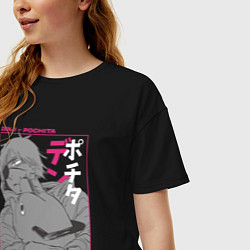 Футболка оверсайз женская Человек-бензопила Денджи Почита, цвет: черный — фото 2