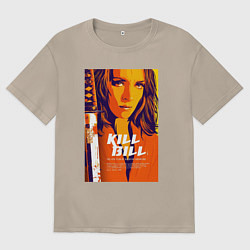 Футболка оверсайз женская Kill bill - Uma Thurman, цвет: миндальный