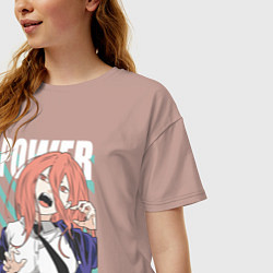 Футболка оверсайз женская Человек-бензопила Пауэр Power, цвет: пыльно-розовый — фото 2