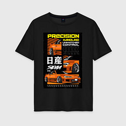 Футболка оверсайз женская Nissan Silvia авто, цвет: черный