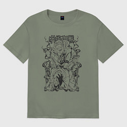 Футболка оверсайз женская Магическая битва Сукуна Денджи расширение простран, цвет: авокадо