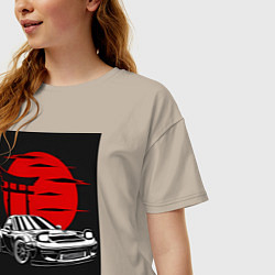 Футболка оверсайз женская Mazda rx-7 jdm style, цвет: миндальный — фото 2