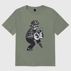 Футболка оверсайз женская Вор с мешками денег, цвет: авокадо