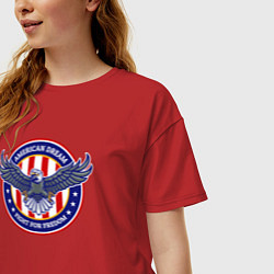 Футболка оверсайз женская Американская мечта - сражайся за свободу, цвет: красный — фото 2