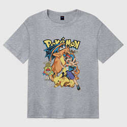 Футболка оверсайз женская Покемоны все Pokemons, цвет: меланж