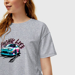 Футболка оверсайз женская Phonk life чёрный, цвет: меланж — фото 2