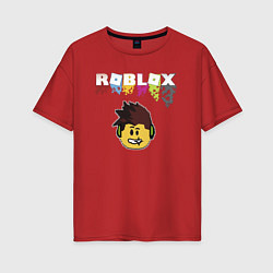 Футболка оверсайз женская Roblox pixel - роблокс пиксель видеоигра для детей, цвет: красный