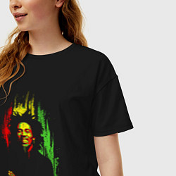 Футболка оверсайз женская Bob Marley vibe, цвет: черный — фото 2