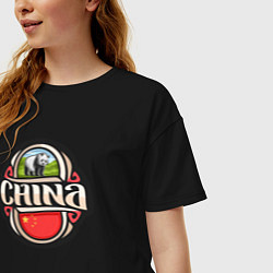 Футболка оверсайз женская China, цвет: черный — фото 2