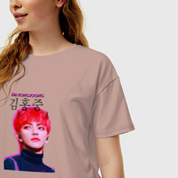 Футболка оверсайз женская Kim Hong Joong Ateez, цвет: пыльно-розовый — фото 2