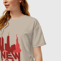 Футболка оверсайз женская New York red, цвет: миндальный — фото 2
