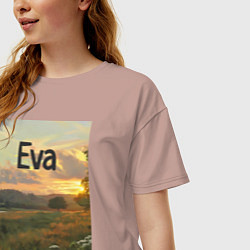Футболка оверсайз женская Eva поле золотое, цвет: пыльно-розовый — фото 2