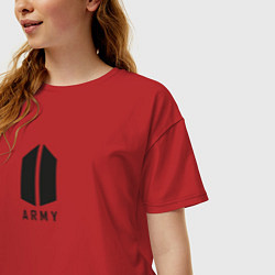 Футболка оверсайз женская BTS Army black, цвет: красный — фото 2