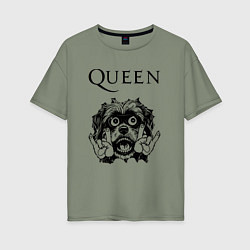 Футболка оверсайз женская Queen - rock dog, цвет: авокадо