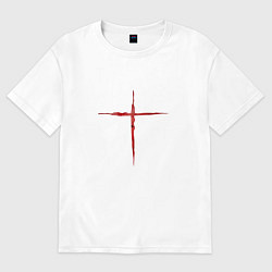 Футболка оверсайз женская Кровавый Крест, цвет: белый