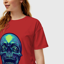 Футболка оверсайз женская Skull mood, цвет: красный — фото 2