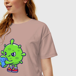 Футболка оверсайз женская Вирус и планета, цвет: пыльно-розовый — фото 2