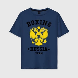 Футболка оверсайз женская Boxing Russia Team, цвет: тёмно-синий
