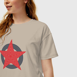 Футболка оверсайз женская Red star symbol, цвет: миндальный — фото 2